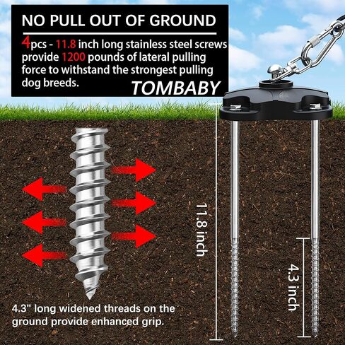 Dog Tie Out Cable and Stake for Camping,360°Swivel Dog Run- No Tangle,with 20FT Heavy Duty Cable,Rust Proof Runner Can Hold Up to 150 LBS Dogs for Park,Camping, Suitable for Any Tie Out Cable in Saudi Arabia