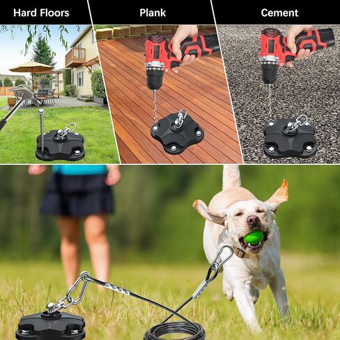 Dog Tie Out Cable and Stake for Camping,360°Swivel Dog Run- No Tangle,with 20FT Heavy Duty Cable,Rust Proof Runner Can Hold Up to 150 LBS Dogs for Park,Camping, Suitable for Any Tie Out Cable in Saudi Arabia