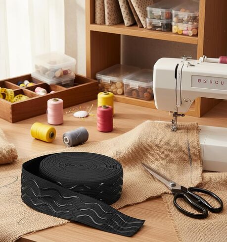 5 Yards Silicone Gripper Tape for Clothing, 1 inch Black Silicone Grip Tape Non-Slip Elastic Band for Sewing, 3 Silicone-Textures for Sewing Projects & Wig Making, Total Length 5 Yards (196.85 inch) in Saudi Arabia