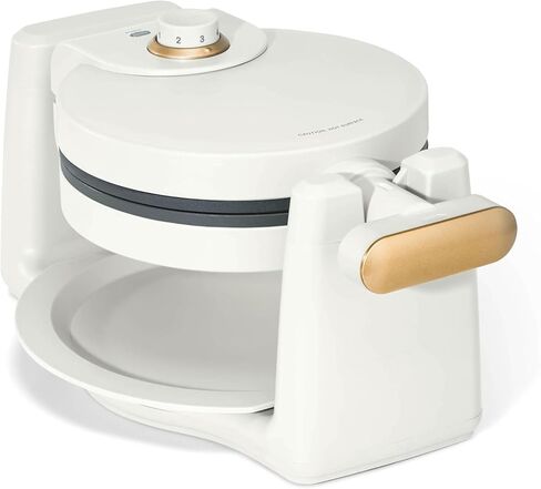Rotating Belgian Waffle Maker, Black, by Drew Barrymore Flower, Makes 1-Inch Thick Waffles, Stainless Steel (White Icing) in Saudi Arabia