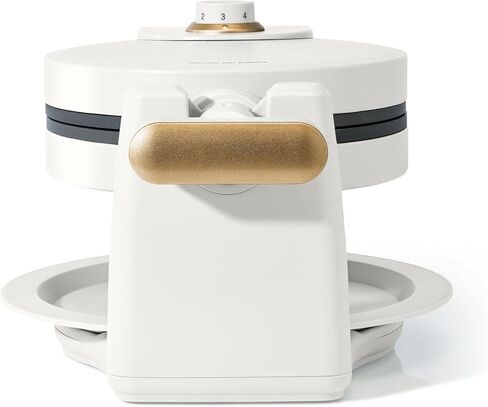 Rotating Belgian Waffle Maker, Black, by Drew Barrymore Flower, Makes 1-Inch Thick Waffles, Stainless Steel (White Icing) in Saudi Arabia