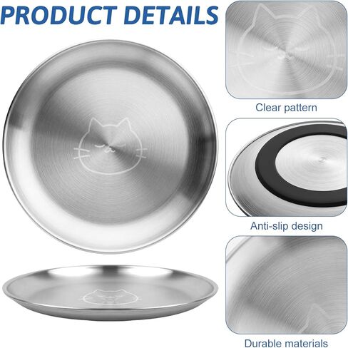 Stainless Steel Cat Bowls, 4 Pcs Shallow Cat Bowl Whisker Fatigue Dishes with Non-Slip Bottom, 6.7" Cats Food and Water Bowl Set for Wet & Dry Food(13OZ) in Saudi Arabia