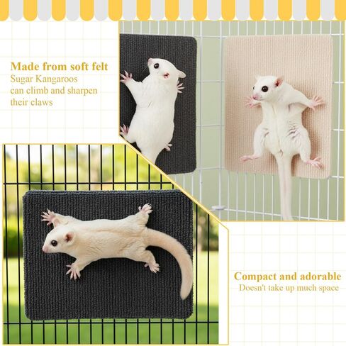 ملحقات قفص Sugar Glider، 3 قطع من سجادات التسلق Sugar Glider مقاس 9 × 7 بوصة ذاتية اللصق ألعاب الطائرات الشراعية السكرية لشحذ المخالب، وسادات خدش الحيوانات الأليفة الصغيرة ألعاب التسلق للجدار أو الأثاث in Kuwait