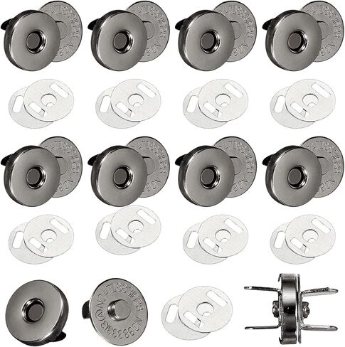 uxcell 20 Sets Magnetic Snap Buttons, 14 mm Round Snaps Closures with Washer, Clasp Buttons Fasteners for Sewing Leather Purse Clothes DIY Craft, Black in Saudi Arabia