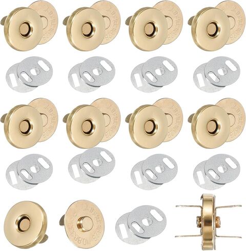 uxcell 20 Sets Magnetic Snap Buttons, 14 mm Round Snaps Closures with Washer, Clasp Buttons Fasteners for Sewing Leather Purse Clothes DIY Craft, Black in Saudi Arabia