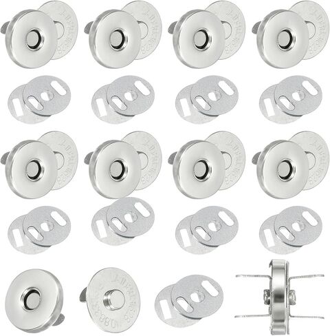 uxcell 20 Sets Magnetic Snap Buttons, 14 mm Round Snaps Closures with Washer, Clasp Buttons Fasteners for Sewing Leather Purse Clothes DIY Craft, Black in Saudi Arabia