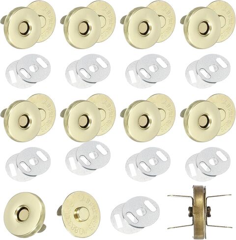 uxcell 20 Sets Magnetic Snap Buttons, 14 mm Round Snaps Closures with Washer, Clasp Buttons Fasteners for Sewing Leather Purse Clothes DIY Craft, Black in Saudi Arabia
