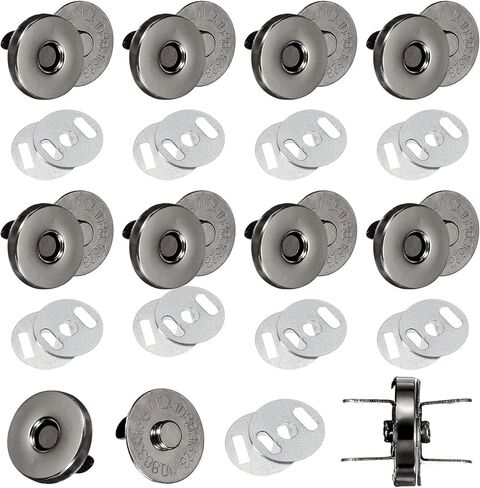 uxcell 20 Sets Magnetic Snap Buttons, 14 mm Round Snaps Closures with Washer, Clasp Buttons Fasteners for Sewing Leather Purse Clothes DIY Craft, Black in Saudi Arabia