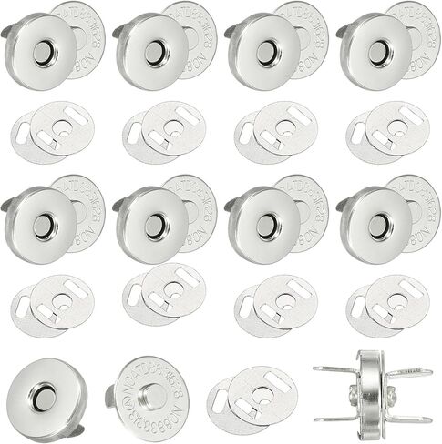 uxcell 20 Sets Magnetic Snap Buttons, 14 mm Round Snaps Closures with Washer, Clasp Buttons Fasteners for Sewing Leather Purse Clothes DIY Craft, Black in Saudi Arabia