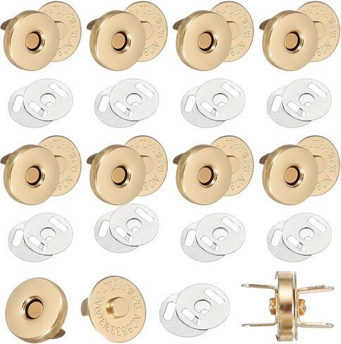 uxcell 20 Sets Magnetic Snap Buttons, 14 mm Round Snaps Closures with Washer, Clasp Buttons Fasteners for Sewing Leather Purse Clothes DIY Craft, Black in Saudi Arabia