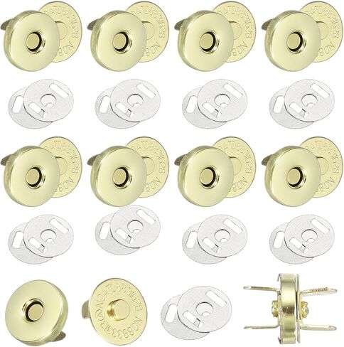 uxcell 20 Sets Magnetic Snap Buttons, 14 mm Round Snaps Closures with Washer, Clasp Buttons Fasteners for Sewing Leather Purse Clothes DIY Craft, Black in Saudi Arabia