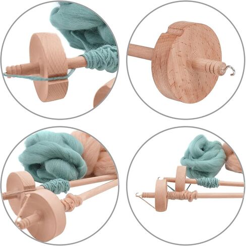 Wooden Drop Spindle, Yarn Spinner Top Whorl Spinning Wheel, Hand Carved Beechwood Drop Spindle Top Whorl Yarn Spinner Wheel for Sewing Projects in Saudi Arabia