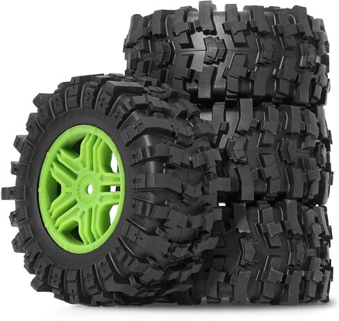 عجلات وإطارات STMU 1/10 12 مم سداسية RC (4 قطع) OD 4.45 بوصة لسيارة الطرق الوعرة 1/10 RC Traxxas TRX4 Slash Arrma Losi Tenacity Vkar 10sc Hpi RC Buggy Car (أخضر) in Kuwait