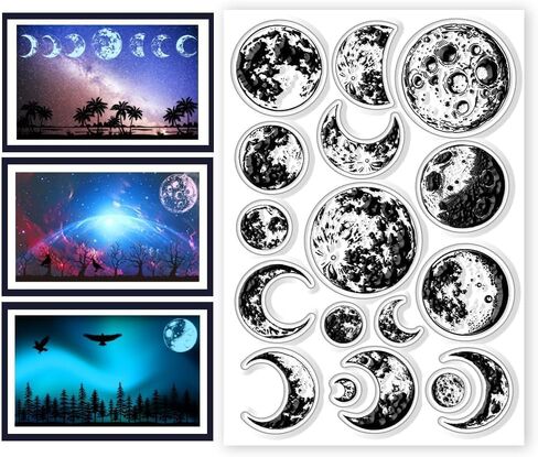 Clear Stamps Realistic Moon Phase Silicone Transparent Stamp Silicone Stamps Seals for DIY Scrapbooking Journaling Photo Album Decorative in Saudi Arabia