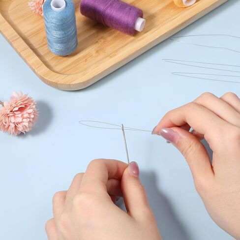 JJUNW 20Pcs Punch Needle Threader, Long Punch Needle Tool, Embroidery Needles Threader Cross Stitch Needles, Floss Threaders for Hand Sewing, Cross Stitch DIY Sewing Craft Work in Saudi Arabia