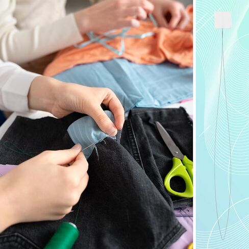 JJUNW 20Pcs Punch Needle Threader, Long Punch Needle Tool, Embroidery Needles Threader Cross Stitch Needles, Floss Threaders for Hand Sewing, Cross Stitch DIY Sewing Craft Work in Saudi Arabia