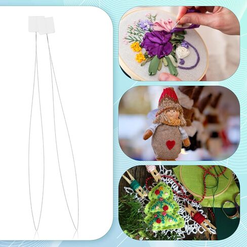 JJUNW 20Pcs Punch Needle Threader, Long Punch Needle Tool, Embroidery Needles Threader Cross Stitch Needles, Floss Threaders for Hand Sewing, Cross Stitch DIY Sewing Craft Work in Saudi Arabia
