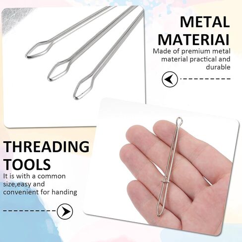 6 Pcs Stainless Steel Drawstring Threaders, Metal Bodkin Sewing Tools with Open and Closed Ends for Hoodies, Sweatpants, Swim Trunks in Kuwait