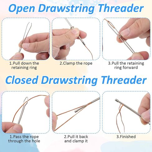 6 Pcs Stainless Steel Drawstring Threaders, Metal Bodkin Sewing Tools with Open and Closed Ends for Hoodies, Sweatpants, Swim Trunks in Kuwait