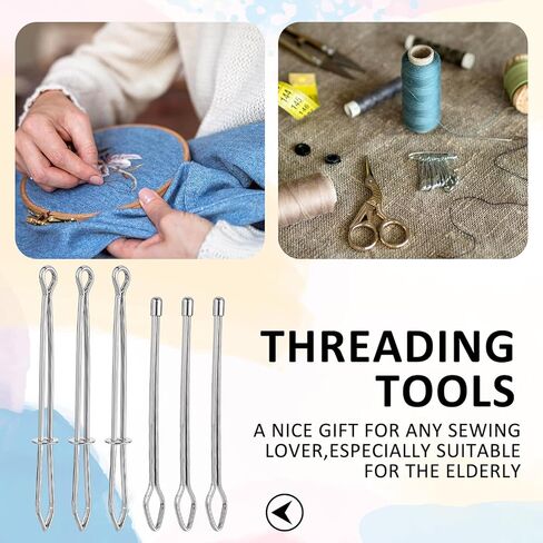 6 Pcs Stainless Steel Drawstring Threaders, Metal Bodkin Sewing Tools with Open and Closed Ends for Hoodies, Sweatpants, Swim Trunks in Kuwait