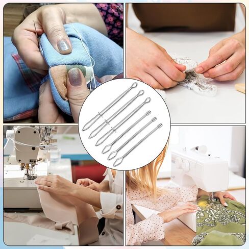 6 Pcs Stainless Steel Drawstring Threaders, Metal Bodkin Sewing Tools with Open and Closed Ends for Hoodies, Sweatpants, Swim Trunks in Kuwait