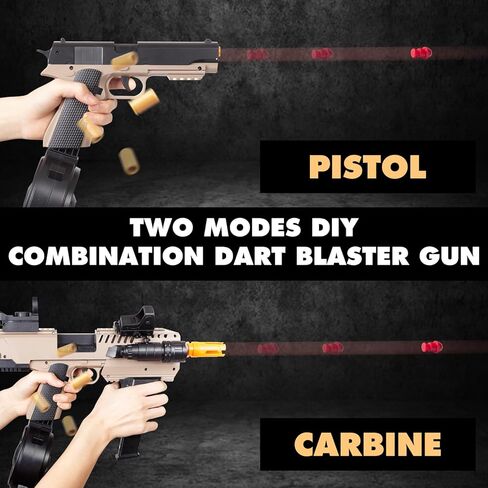 مسدس إطلاق قذيفة الناسف الواقعي - مسدس يدوي، مسدس رمي السهام، بندقية كاربين مع مجلة طبل، 100 رصاصة بلاستيكية، 30 قذيفة، ألعاب الرماية في الهواء الطلق للأعمار من 15 عامًا فما فوق، هدية عيد الميلاد للبالغين in Kuwait