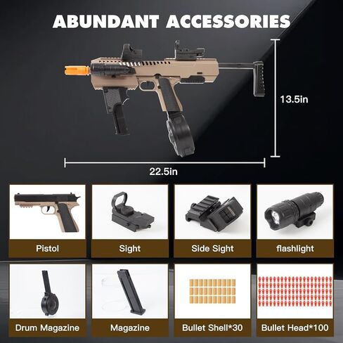 مسدس إطلاق قذيفة الناسف الواقعي - مسدس يدوي، مسدس رمي السهام، بندقية كاربين مع مجلة طبل، 100 رصاصة بلاستيكية، 30 قذيفة، ألعاب الرماية في الهواء الطلق للأعمار من 15 عامًا فما فوق، هدية عيد الميلاد للبالغين in Kuwait