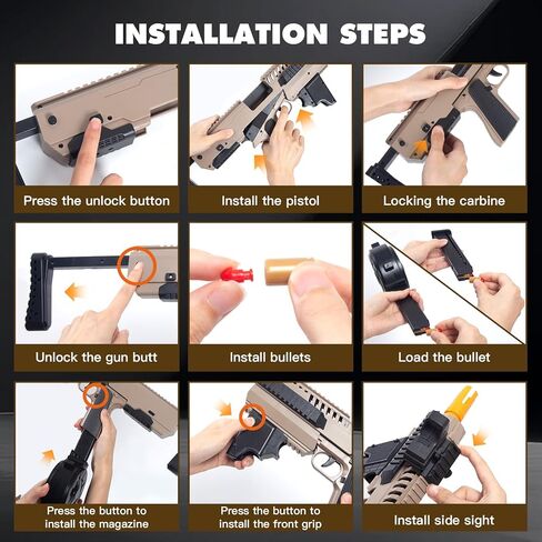 مسدس إطلاق قذيفة الناسف الواقعي - مسدس يدوي، مسدس رمي السهام، بندقية كاربين مع مجلة طبل، 100 رصاصة بلاستيكية، 30 قذيفة، ألعاب الرماية في الهواء الطلق للأعمار من 15 عامًا فما فوق، هدية عيد الميلاد للبالغين in Kuwait