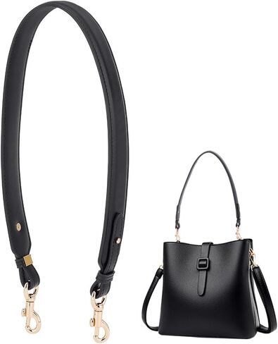 PH PandaHall Crossbody Bag Straps, 28.5 Inch Short Bag Strap Purse Strap 1.4 Inch Wide PU Leather Replacement Shoulder Strap with Golden Metal Clasps for Women DIY Underarm Bag Handbag, Black in Kuwait