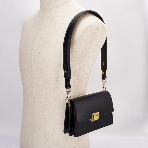 PH PandaHall Crossbody Bag Straps, 28.5 Inch Short Bag Strap Purse Strap 1.4 Inch Wide PU Leather Replacement Shoulder Strap with Golden Metal Clasps for Women DIY Underarm Bag Handbag, Black in Kuwait