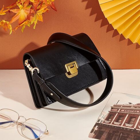 PH PandaHall Crossbody Bag Straps, 28.5 Inch Short Bag Strap Purse Strap 1.4 Inch Wide PU Leather Replacement Shoulder Strap with Golden Metal Clasps for Women DIY Underarm Bag Handbag, Black in Kuwait