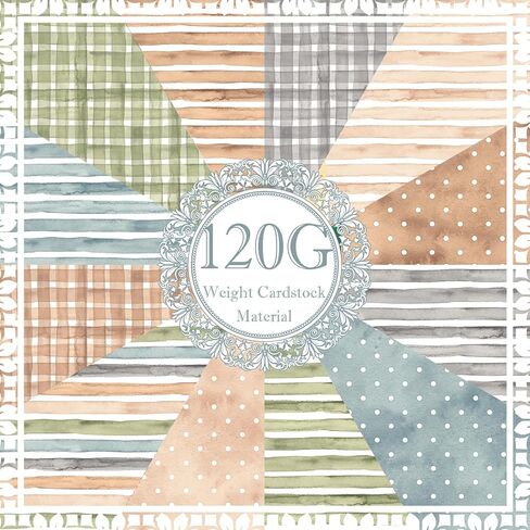 24 Sheets Earth Tone Scrapbook Paper, Double-Sided Neutral Color Strips Patterns Decorative Craft Paper Folded Flat for DIY Background Card Art Craft Making Scrapbook Photo Album Decor, 12'' x 12'' in Saudi Arabia