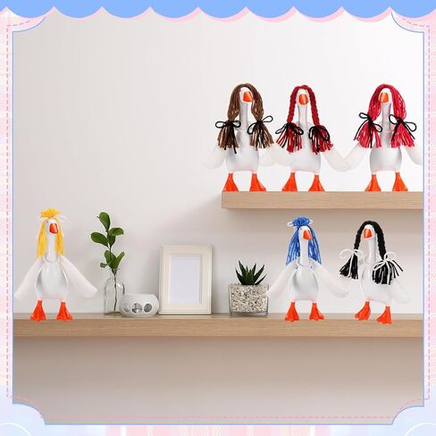 9 Pcs Mini Goose Wings with Wigs 7 Inch Desk Goose Outfit Accessories 7" Goosey Hand Knitted Wigs White Poseable Wings for 7 Inch Geese Figurine Desktop Home Decoration in Saudi Arabia