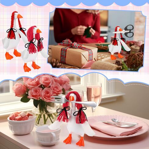 9 Pcs Mini Goose Wings with Wigs 7 Inch Desk Goose Outfit Accessories 7" Goosey Hand Knitted Wigs White Poseable Wings for 7 Inch Geese Figurine Desktop Home Decoration in Saudi Arabia