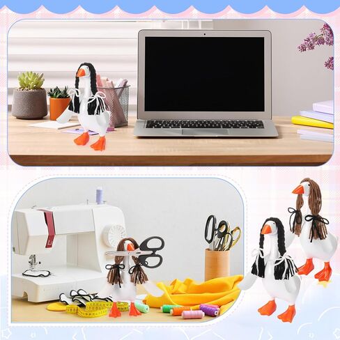 9 Pcs Mini Goose Wings with Wigs 7 Inch Desk Goose Outfit Accessories 7" Goosey Hand Knitted Wigs White Poseable Wings for 7 Inch Geese Figurine Desktop Home Decoration in Saudi Arabia