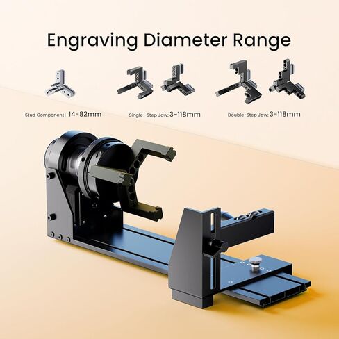 Longer Chuck Rotary Roller is Ideal for Engraving Cylindrical, Wine Glasses, and Irregular Items. Compatible with Ray5, Ray5mini, B1, and Most Other Laser engravers, Meeting Diverse Engraving Needs. in Saudi Arabia