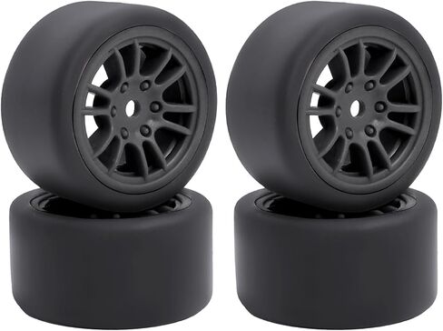 On-Road Drift Racing Wheel Durable Rubber Plastic Hub Set Pre-Mounted Pin Multiple Colors Available for 1/28 Losi Micro-T Upgrade Parts (Black Micro-T) in Saudi Arabia