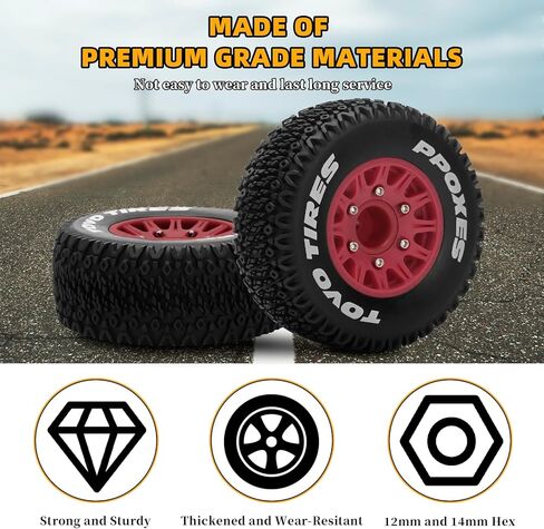 عجلات وإطارات سداسية RC مقاس 12 مم/14 مم/17 مم إطارات شاحنات RC مقاس 1/10 إطارات قابلة للفصل بديلة لإطارات سيارات Arrma Senton إطارات مائلة Fury Axial Redcat Rc4wd Hex (أسود) in Kuwait