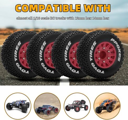 عجلات وإطارات سداسية RC مقاس 12 مم/14 مم/17 مم إطارات شاحنات RC مقاس 1/10 إطارات قابلة للفصل بديلة لإطارات سيارات Arrma Senton إطارات مائلة Fury Axial Redcat Rc4wd Hex (أسود) in Kuwait