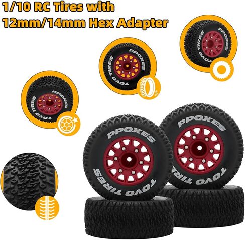 عجلات وإطارات سداسية RC مقاس 12 مم/14 مم/17 مم إطارات شاحنات RC مقاس 1/10 إطارات قابلة للفصل بديلة لإطارات سيارات Arrma Senton إطارات مائلة Fury Axial Redcat Rc4wd Hex (أسود) in Kuwait