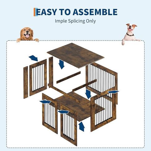 31.5" Dog Crate Furniture - Chew-Resistant Wooden Kennel with Locking Double Doors, Indoor Pet Cage End Table for Medium Breeds in Saudi Arabia