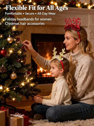 مجموعة عصابات رأس عطلة عيد الميلاد، 8 قطع من تصميمات سانتا وقرن الرنة، إكسسوارات شعر مفضلة للحفلات لديكور العطلات والهدايا in Kuwait