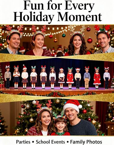 مجموعة عصابات رأس عطلة عيد الميلاد، 8 قطع من تصميمات سانتا وقرن الرنة، إكسسوارات شعر مفضلة للحفلات لديكور العطلات والهدايا in Kuwait