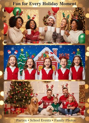 مجموعة عصابات رأس عطلة عيد الميلاد، 8 قطع من تصميمات سانتا وقرن الرنة، إكسسوارات شعر مفضلة للحفلات لديكور العطلات والهدايا in Kuwait