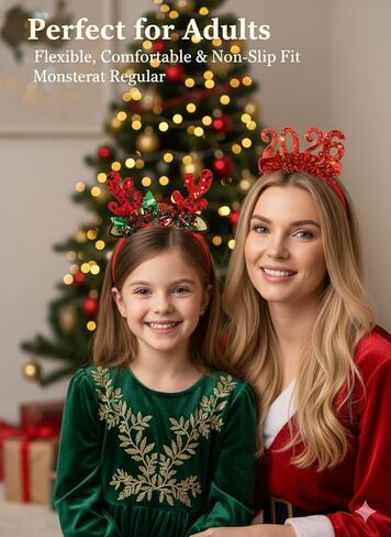 مجموعة عصابات رأس عطلة عيد الميلاد، 8 قطع من تصميمات سانتا وقرن الرنة، إكسسوارات شعر مفضلة للحفلات لديكور العطلات والهدايا in Kuwait