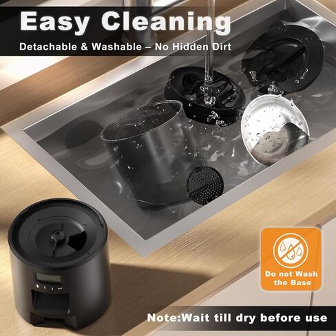 Automatic Cat Feeder 4.2L Cats,6 Meals/Day,Dual Power Portion Control Feeder,Dry Pet Food Auto Dispenser,Timer Setting,10S Voice Record (Transparent Black, Stainless Steel 2 Bowls) in Saudi Arabia