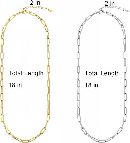Okllen 16 Pack 18K Gold Plated Stainless Steel Paperclip Chains Bulk, Adjustable 18 Inch Charm Necklace Set with 2-Inch Extension for Women Jewelry Making, Gold&Silver in Saudi Arabia