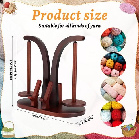 Ovveroche Magnetic Yarn Holder for Crocheting and Knitting, Magnetic Rotating Wooden Yarn Spinner with Crochet Accessories Storage and Phone Stand for Crochet Gifts for Crochet Knitting Lovers in Saudi Arabia