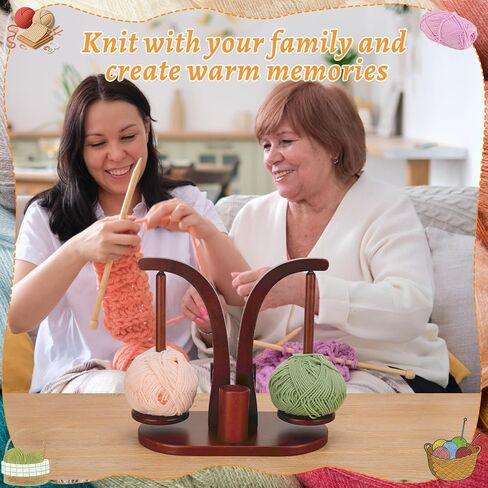 Ovveroche Magnetic Yarn Holder for Crocheting and Knitting, Magnetic Rotating Wooden Yarn Spinner with Crochet Accessories Storage and Phone Stand for Crochet Gifts for Crochet Knitting Lovers in Saudi Arabia