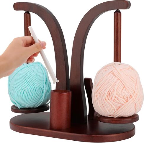 Ovveroche Magnetic Yarn Holder for Crocheting and Knitting, Magnetic Rotating Wooden Yarn Spinner with Crochet Accessories Storage and Phone Stand for Crochet Gifts for Crochet Knitting Lovers in Saudi Arabia
